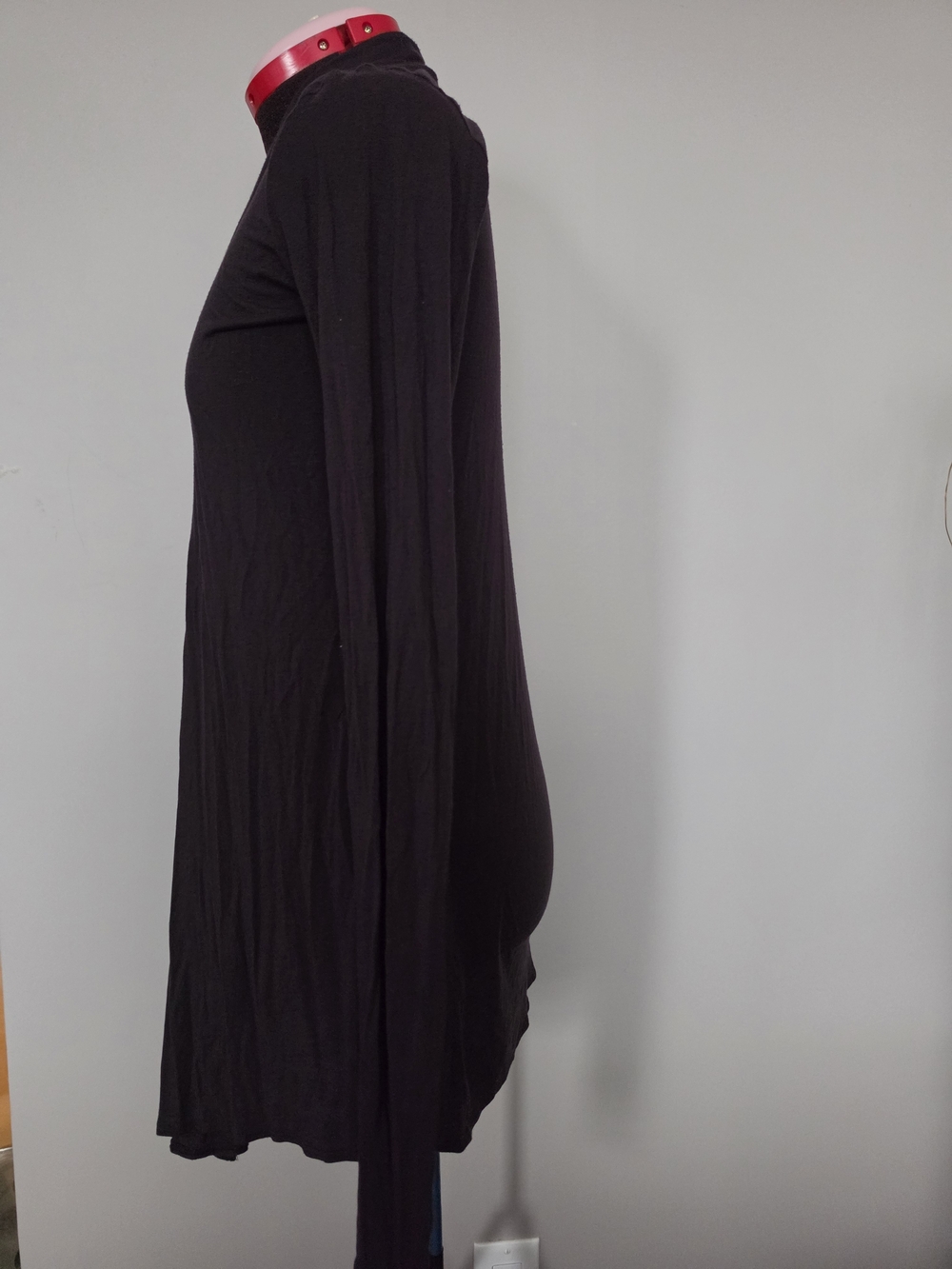 Draped Open-Front Cardigan Sweater - Deep Plum - Picture 3 of 6